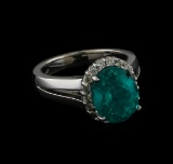 5.12 ctw Apatite and Diamond Ring - 14KT White Gold