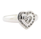 0.25 ctw Diamond Heart Shaped Motif Ring - 18KT White Gold