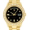 Rolex Mens 18K Yellow Gold Black Diamond 2.5 ctw Quickset President Wristwatch W