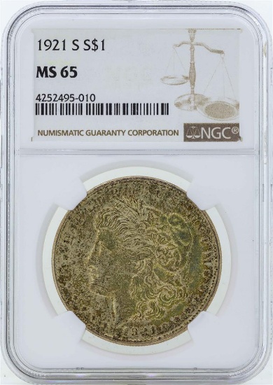 1921-S $1 Morgan Silver Dollar Coin NGC MS65