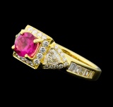 1.99 ctw Pink Tourmaline and Diamond Ring - 18KT Yellow Gold