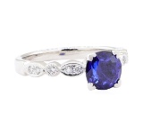1.68 ctw Sapphire and Diamond Ring - 14KT White Gold