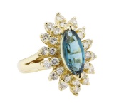 3.00 ctw Blue Topaz and Diamond Ring - 14KT Yellow Gold