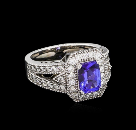 1.50 ctw Tanzanite and Diamond Ring - 14KT White Gold