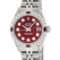 Rolex Mens SS Meteorite Diamond & Ruby Channel Set Diamond Datejust Wristwatch