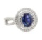 2.64 ctw Sapphire and Diamond Ring - 18KT White Gold