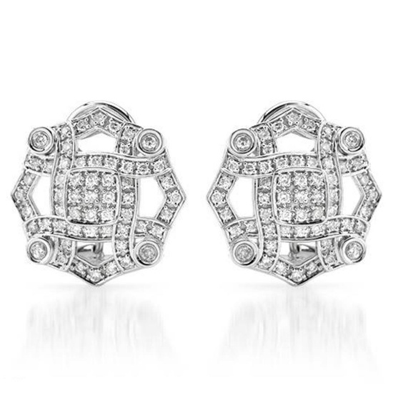 14k White Gold 0.71CTW Diamond Earrings, (SI2-SI3/G-H)