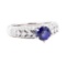 1.90 ctw Sapphire And Diamond Ring - 18KT White Gold