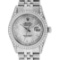 Rolex Mens Stainless Steel Mother Of Pearl Diamond Lugs Datejust Wristwatch