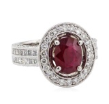 5.13 ctw Ruby and Diamond Ring - 18KT White Gold
