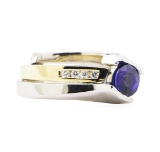 1.10 ctw Sapphire and Diamond Ring Set - 14KT Yellow and White Gold
