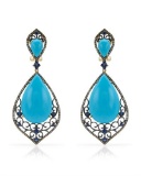 14k Yellow Gold  32.83CTW Turquoise and Sapphire and Brown Diamonds Earrings