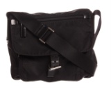 Prada Black Nylon Leather Crossbody Flap Bag