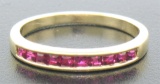 Petite 18k Yellow Gold 0.50 ctw Rare Square Cut Blood Red Ruby Channel Band Ring