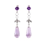 4.75 ctw Amethyst and White Sapphire Earrings - 10KT White Gold