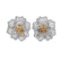 18k Three Tone Gold 3.30CTW Multicolor Dia, Pink Diamond and Diamond Earrings, (