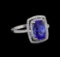 3.70 ctw Tanzanite and Diamond Ring - 18KT White Gold