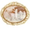 14k Solid Gold  Carved Shell Open Nugget Cameo Brooch Pendant