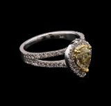 1.42 ctw Light Yellow Diamond Ring - 14KT White Gold