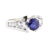 2.55 ctw Sapphire And Diamond Ring - 14KT White Gold