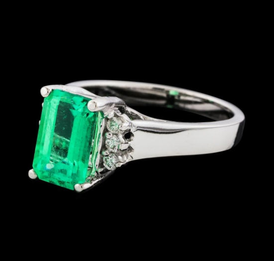 2.17 ctw Emerald and Diamond Ring - 14KT White Gold
