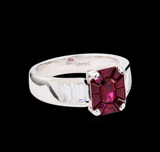 1.00 ctw Ruby and Diamond Ring - 18KT White Gold
