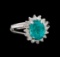 3.48 ctw Apatite and Diamond Ring - 14KT White Gold