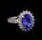 3.94 ctw Tanzanite and Diamond Ring - 14KT White Gold