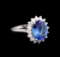 5.04 ctw Tanzanite and Diamond Ring - 14KT White Gold