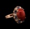 6.43 ctw Coral, Sapphire and Diamond Ring - 14KT Rose Gold