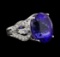 GIA Cert 18.52 ctw Tanzanite and Diamond Ring - 14KT White Gold