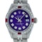 Rolex Ladies Stainless Steel Purple Diamond & Ruby 26MM Datejust Wristwatch