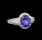 14KT White Gold 4.51 ctw Tanzanite and Diamond Ring