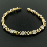 18k Yellow Gold 2.15 ctw Bezel Round Brilliant Diamond Open Heart Tennis Bracele