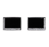 0.33 ctw Diamond and Onyx Cufflinks - 14KT White Gold