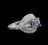 18KT White Gold 1.37 ctw Tanzanite and Diamond Ring