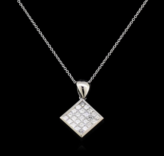 1.28 ctw Diamond Pendant With Chain - 14KT White Gold