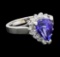 3.07 ctw Tanzanite and Diamond Ring - 14KT White Gold