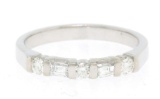 Solid Platinum Alternating VS1 G Baguette and Round Diamond 2.50mm Band Ring