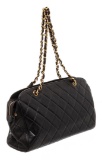 Chanel Black Lambskin Leather Quilted Shoulder Bag