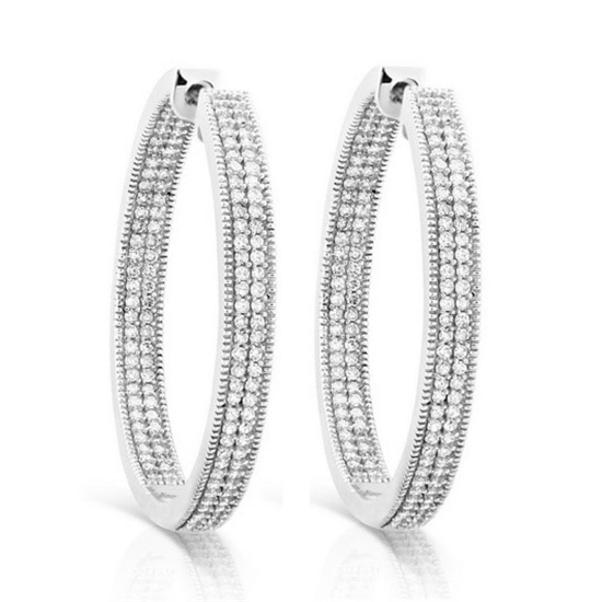 14k White Gold 1.00CTW Diamond Earrings, (I2 /H)