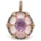 18k Rose Gold  10.30CTW Amethys and Rose Quartz and Brown Diamonds Pendant
