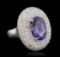 14KT White Gold 4.84 ctw Tanzanite and Diamond Ring