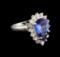 3.72 ctw Tanzanite and Diamond Ring - 14KT White Gold