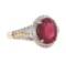 4.65 ctw Ruby and Diamond Ring - 14KT Yellow Gold