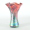 Mini Ruffle Vase (Red Rainbow Twist) by Glass Eye Studio