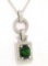 14K White Gold 3.56 ctw Green Tourmaline & Diamond FINE Fancy Pendant Necklace