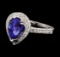 3.17 ctw Tanzanite and Diamond Ring - 14KT White Gold