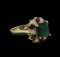 2.94 ctw Emerald, Ruby and Diamond Ring - 14KT Yellow Gold