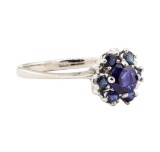 0.67 ctw Blue Sapphire Ring - 14KT White Gold